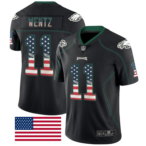 Men NFL Philadelphia Eagles #11 Carson Wentz Limited Black Rush USA Flag Football->philadelphia eagles->NFL Jersey